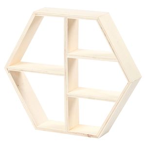 Holzregal, Sechseck, H 25 cm, B 28,5 cm, Sperrholz, 1Stck, Tiefe 5 cm