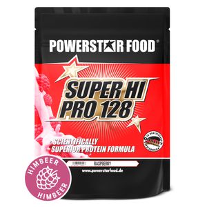 Powerstar SUPER HI PRO 128 | Mehrkomponenten Protein-Pulver 1kg | Höchste Biologische Wertigkeit | Protein-Shake zum Muskelaufbau | Raspberry