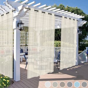Outdoor Vorhang mit Ösen Wasserdicht Transparent Gardinen Outdoorvorhang Outdoorvorhänge für Terrasse, 2er Set, 132x213cm/B*H, Beige