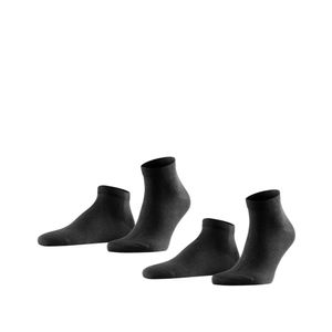 FALKE Herren Socken, 2er Pack - Happy, Sneakersocken, Baumwolle Schwarz 43-46