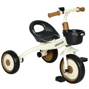 AIYAPLAY Dreirad, Kinderfahrrad mit verstellbarer Sitz, Laufrad mit Fahrradkorb, Klingel, Kinderrad mit Pedalen, Lauffahrrad für Kinder 2-5 Jahre, Metall, Weiß