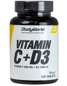 BodyWorld Vitamín C + D3 100 tabliet / Vitamín C / Účinná kombinácia vitamínov C a D3 v tabletách