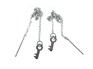 Schlüssel Kettchen-Ohrringe Miniblings Hänger Kettchen lang silbern