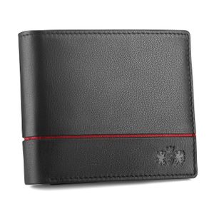 Zagatto Schwarz mit Rot Horizontale Herren-Geldbörse aus Leder Druckknopf ZG-N992-F5 RFID SCHUTZ Kartenschutz Sicher Münzfach Qualität Ledergeldbörse Portemonnaies