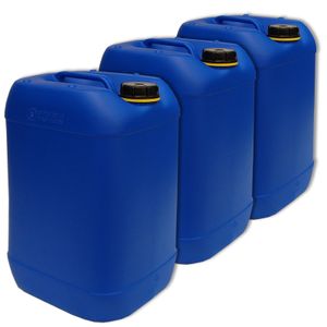 plasteo 3x 25 l kanister na nápojovú vodu s 1 kohútikom a 3 uzávermi (DIN 61)