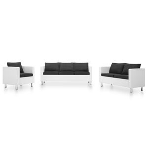 Eleganter 3+2+1 Sitzer Sofa Set, 3-teiliges Sofagarnitur ,Couchgarnitur Für Wohnzimmer Kunstleder Weiß und Dunkelgrau❀2749