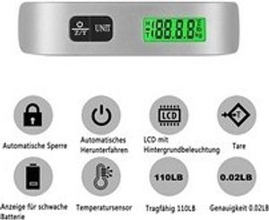 Kofferwaage Elektronische Handwaage,Gepäckwaage mit Temperatursensor,50KG, Gepäckwaage mit Hintergrundbeleuchtung Kofferwaage Elektronische Handwaage,Gepäckwaage mit Temperatursensor,50KG, Gepäckwaage mit Hintergrundbeleuchtung