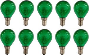 10x Glühlampe Glühbirne Kugel E14 25W 25 Watt Farbe Grün klar