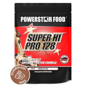 Powerstar SUPER HI PRO 128 | Mehrkomponenten Protein-Pulver 1kg | Höchste Biologische Wertigkeit | Protein-Shake zum Muskelaufbau | Chocolate-Nut