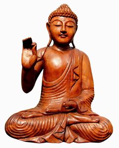 Wogeka - 40 cm Buddha Meditation Holz-Figur BMHV40