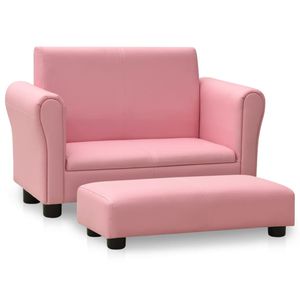 Eleganter- Kindersofa Kindersessel Sofa Couch Kinder Stuhl Skandinavische & Komfortabel mit Hocker Rosa Kunstleder