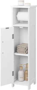 EUGAD Toilettenpapierhalter freistehend, mit Tür, schmal, Weiß, 18Tx18Bx71H cm