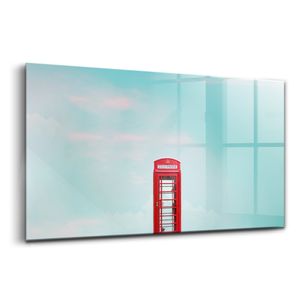 Velký 140x70 - Nástěnná malba na skle -Imitaceace na zeď ze skla - Loď se siluetou města