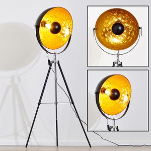 »Fiano« Vintage Stehleuchte, Lampenschirm in Gold/Schwarz aus Metall