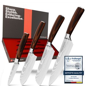 Matakumi 4-teiliges Messset Damaskus Stil - Messerset - Kuchemessers Damast Stil - Messer Set: Chefs Kochmesser - Damastmesser Kochmesser Matakumi 4-teiliges Messset Damaskus Stil - Messerset - Kuchemessers Damast Stil - Messer Set: Chefs Kochmesser - Damastmesser Kochmesser