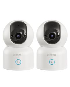 ZOSI 2X 360° Schwenkbar Überwachungskamera Innen, 2,4GHz / 5GHz WiFi Kamera Indoor für Baby, KI Personenerkennung, Auto-Tracking, One-Touch Call