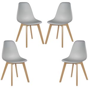 4er Set Design Esszimmerstuhl | Grau Polstersessel Loungesessel Stuhl Skandinavischer Stil Kunststoff