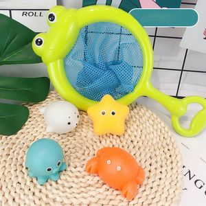 Badespielzeug Fischernetz mit 4 Leuchtende Tierspielzeuge, für Baby ab 1 2 3 Jahr, Badewanne Spielzeug Kinder, Badewannenspielzeug, 2#