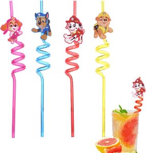 Paw Patrol Strohhalm Hartkunststoff - 4 Stk. bunt - Wiederverwendbare Hello Kitty Strohhalme für Party, Geburtstag, Deko, Weihnachten
