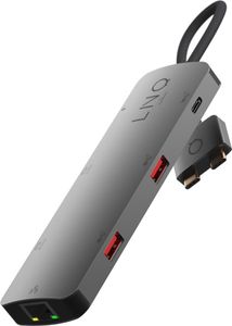 LinQ, USB-C Hub 2 Ports 7-in-2 PD 100W Ethernet Modell D2 Pro MST, Grau