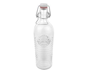 Bormioli Rocco Große 1,2 L Officina 1825 Glasflasche mit mechanischem, luftdichtem Verschluss für Wasser, Wein, Bier, Milch, Fruchtsaft, Getränke, Cocktails