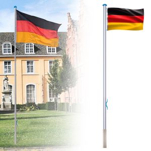 LZQ Fahnenmast Aluminium Fahnenmast 6,5m Flaggenmast Inkl. Deutschland Fahne Flagge