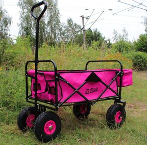 Bollerwagen faltbar mit Vollgummi Rädern, Hecktasche und Teleskopgriff Falt-Bollerwagen pink Bollerwagen faltbar mit Vollgummi Rädern, Hecktasche und Teleskopgriff Falt-Bollerwagen pink