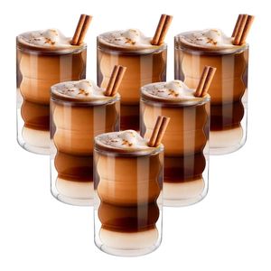 Latte Macchiato Tassen, doppelwandig, 350 ml, Set mit 6 ThermoskaLatte Macchiato Tassen, doppelwandig, Thernnen aus Borosilikatglas, 350ml, 6