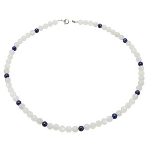 Kette aus echtem Mondstein & Lapis-Lazuli & 925 Silber Edelsteinkette Halskette für Damen