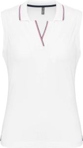 Kariban Damen Polo Shirt Piqué T-Shirt Lady-Fit Poloshirt Polohemd, Größe:L, Farbe:White/Navy/Red