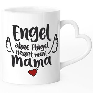 Kaffee-Tasse Engel ohne Flügel nennt man Mama / Papa Geschenk zum Vatertag Muttertag Dankeschön SpecialMe® Mama weiß Herz-Tasse