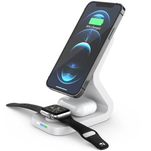 Schnell Ladegerät kabellos für iPhone Apple Watch Air Pods Magsafe Lade Station Mag Safe Qi Charger wireless Ladefunktion in weiss
