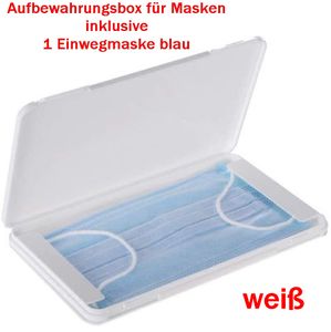 GKA Aufbewahrungsbox für Masken weiß und 1 Mundschutzmaske Aufbewahrung Maske Maskenbox Etui für Masken Hülle für Mundschutz
