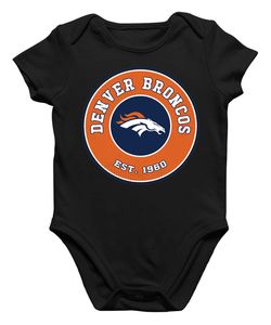 Denver Broncos - American Football NFL Super Bowl Kurzarm Baby-Body, Schwarz, 3/6, Vorne