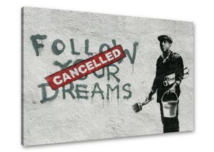 80 x 60 cm Bild auf Leinwand Banksy 4167-SCT deutsche Marke und Lager  -  Die Bilder / das Wandbild / der Kunstdruck ist fertig gerahmt