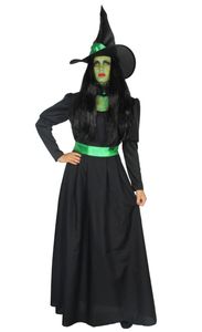 Grüne Hexe - Hexenkostüm lang mit Hut für Damen, Größe:XXXL