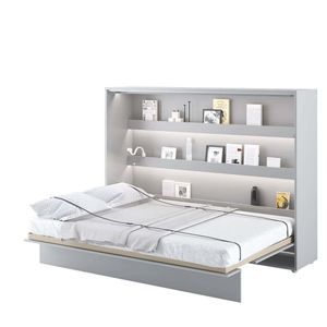 Furniture24 Schrankbett Bed Concept, Wandklappbett mit Lattenrost, V-Bett, Wandbett Bettschrank Schrank mit integriertem Klappbett Funktionsbett BC-04, 140 x 200 cm, Grau/Grau, Horizontal