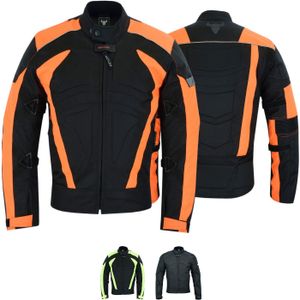 BULLDT Motorradjacke kurze Jacke Schwarz Grün Orange GW322J, Farbe:Schwarz, Größe:62/5XL