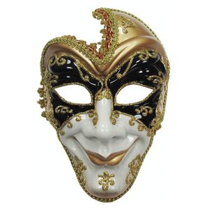 Bristol Novelty Uni Maske im venezianischen Stil, für Erwachsene BN1088 (Einheitsgröße) (Schwarz/Weiß/Gold)