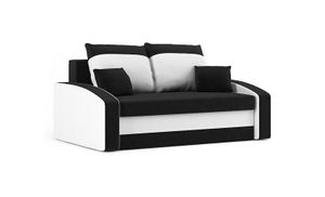Sofa HEWLET 150 x 90 mit Schlaffunktion - Schlafsofa mit Bettkasten - Farben zur Auswahl - STOFF HAITI 17 + HAITI 0 Schwarz&Weiß