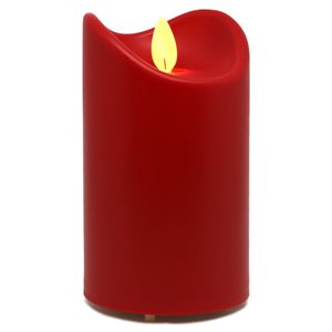 LED-Kunstharzkerze mit "Flamme", Rot, ca. 13cm, mit FB, IP44 Outdoor Kerze