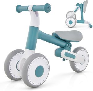 GOPLUS Kinder Laufrad, Lauflernrad höhenverstellbar mit rutschfestem Lenker, klappbar Fahrrad mit 3 robusten Rädern, ideale Geschenk für Kinder von 1-3 Jahren (Blau)