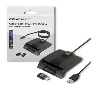 Qoltec 50634 Intelligenter Smart ID Chipkartenleser SCR-0634 | USB Typ C