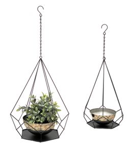 DanDiBo Blumenampel Innen Metall Wand Hängepflanzen 96095 2er Set mit Topf 6 Ecken Pflanzenhänger Blumenhänger Topfhänger Blumen Blumentopfhänger Hängetopf