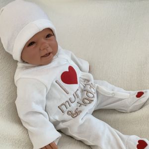 Baby Mädchen Jungen Strampler Schlafanzug Einteiler Gr. Newborn (50/56) Creme Rot