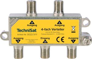 TechniSat 4-Wege-Verteiler | Sat-Verteiler mit DC-Durchlass für TECHNIROUTER