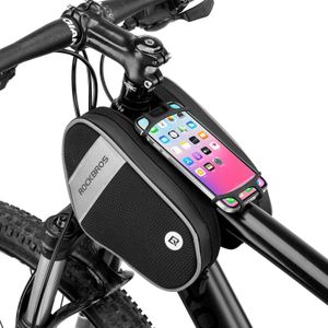 ROCKBROS Fahrrad Lenkertasche mit  Handyhalter Fahrrad Rahmentasche mit Handytalterung 360°Drehbar für Handy 6,5"