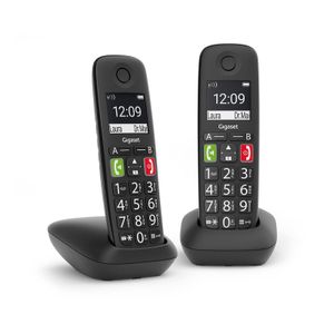 Gigaset E 290 Duo Schnurloses Telefon mit großen Tasten großes Display schwarz