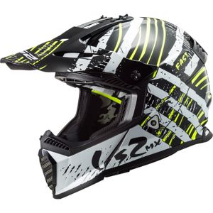 LS2 MX437 Fast Evo Verve Motocross Helm (Black/White,XL (61/62))