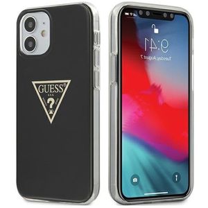 Guess Hardcase Metallic Collection Triangle schwarz für iPhone 12 Mini 5,4" Cover Hülle